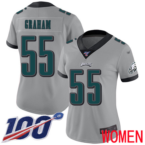 Women Philadelphia Eagles #55 Brandon Graham Limited Silver Inverted Legend NFL Jersey 100th Season->women nfl jersey->Women Jersey